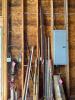 Mixed Utility Handles, Stakes, and Scrap Wood Bundle with Gas Cans and Storage - 14