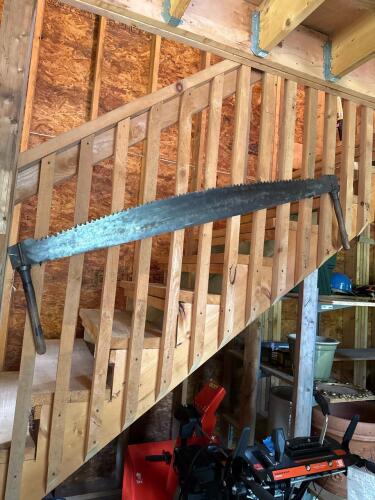 Vintage Two-Man Crosscut Saw with Wood Handles