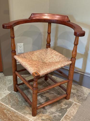 Antique Corner Chair With Reed Seat