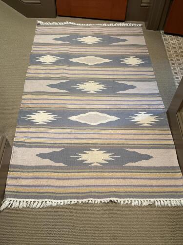 Handwoven Wool Rug Southwest-Style Geometric Pattern