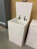 White Wood Storage Bin with Brass Handle - 2