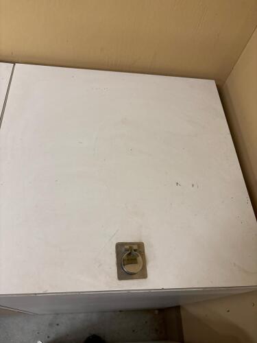White Storage Chest With Metal Pull Ring Handle