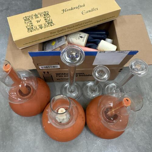 Assorted Candle D&eacute;cor Lot with Terracotta, Glass Holders and Candles