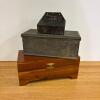 Trio of Small Vintage Storage Boxes - Metal and Wooden
