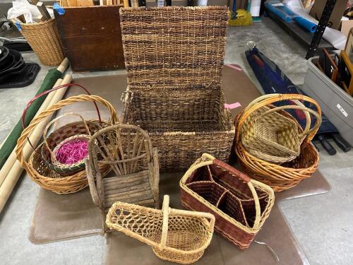 Assorted Woven Baskets and Miniature Twig Chair