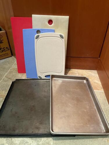Cutting Boards and Cookie Sheets Kitchen Lot