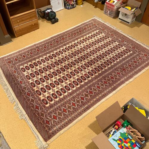 Handwoven Oriental Rug in Tribal-Style Pattern