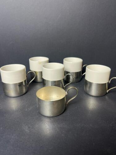 Takaji Wolf Porcelain and Silverplated Espresso Cups