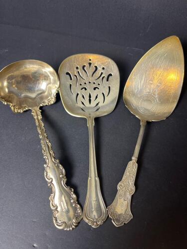 Trio of Large Sterling Silver Serving Utensils