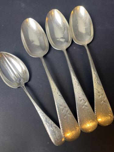 Sterling Silver Spoons by Tifft & Moore with Floral Engraving