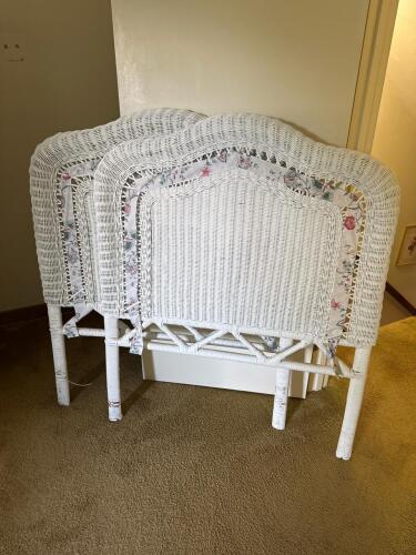 Pair of White Wicker Twin Headboards
