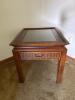 Square Wood and Wicker End Tables with Glass Top Panels - 2
