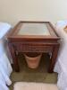 Square Wood and Wicker End Tables with Glass Top Panels - 3