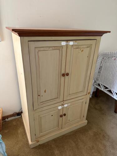 Two-Tone Wood Armoire in Country Style