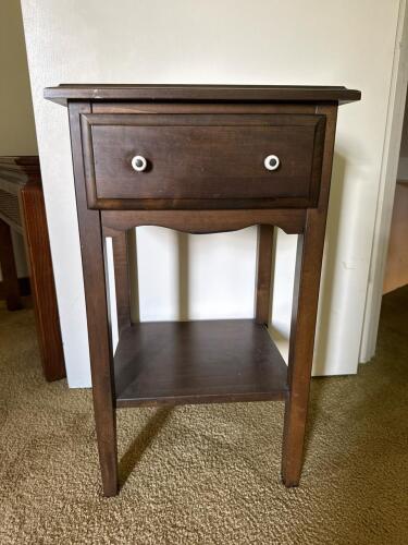 Wooden Side Table with Drawer and Lower Shelf