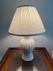 Wicker Table Lamp With Pleated Shade