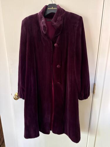 Angel Sanchez for Dino International Furs Burgundy Fur Coat