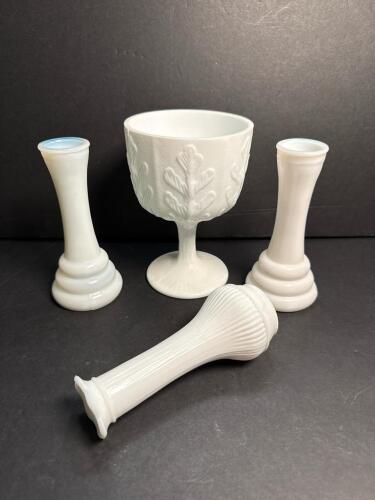Milk Glass Vases and Compote