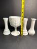 Milk Glass Vases and Compote - 7