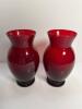 Pair of Ruby Red Glass Vases in Classic Style
