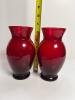 Pair of Ruby Red Glass Vases in Classic Style - 2
