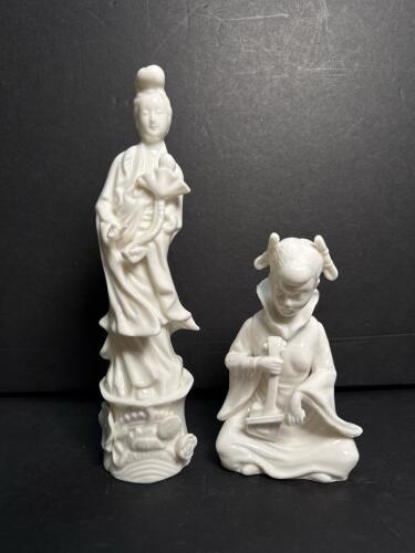 Pair of Asian-Style White Porcelain Figurines