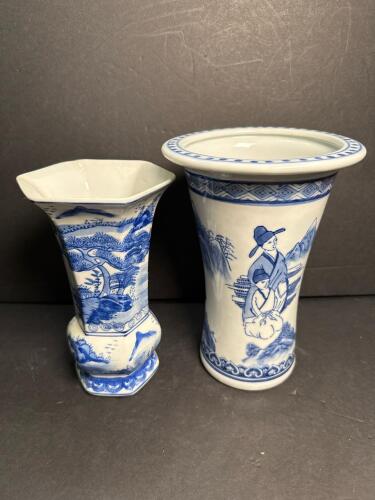 Blue and White Porcelain Vases in Chinese Style