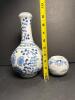 China Blue Fine Porcelain Vase and Matching Bowl Oriental-Style - 2