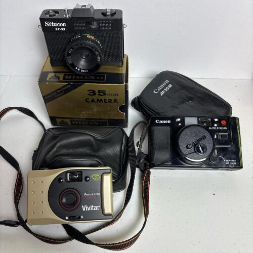 Vintage 35mm Film Cameras: Canon, Sitacon, & Vivitar