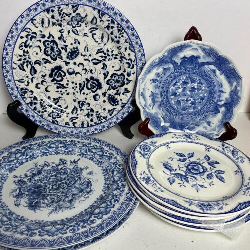Assorted Blue and White Decorative Ceramic Plates