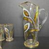 MCM Gold and White Floral Glass Pitcher & Tumblers - 2