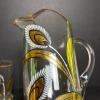 MCM Gold and White Floral Glass Pitcher & Tumblers - 3