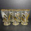 MCM Gold and White Floral Glass Pitcher & Tumblers - 7