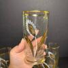 MCM Gold and White Floral Glass Pitcher & Tumblers - 8