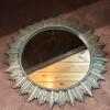 Pair of Decorative Mirrors - Round Sunburst and Rectangular Floral - 2