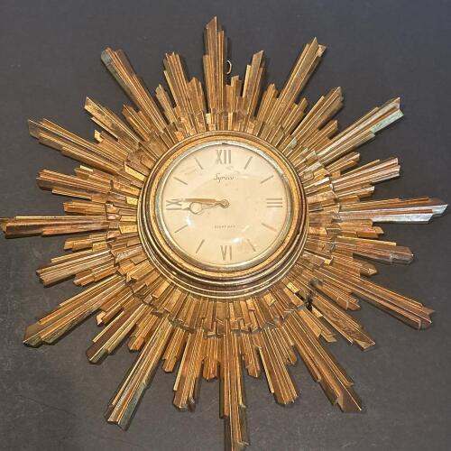 Syroco Eight Day Sunburst Wall Clock