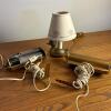 Small Duck Motif Table Lamp and Pair of Brass-Tone Picture Lights