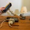 Small Duck Motif Table Lamp and Pair of Brass-Tone Picture Lights - 2