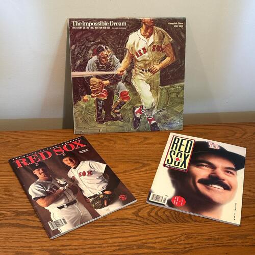Boston Red Sox The Impossible Dream Record and Two Yearbooks