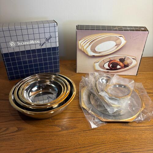 TechnoMetal Inox Gold Stainless Steel Serving Dishes and Bowls