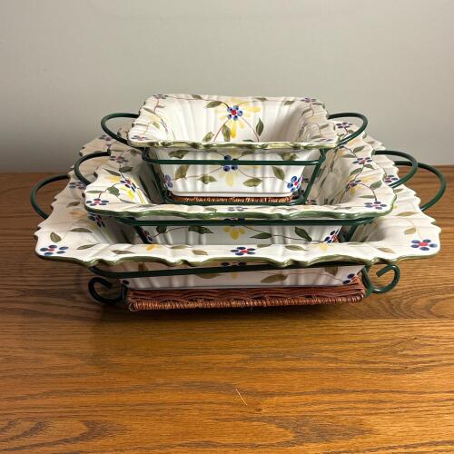 Temp-tations Presentable Ovenware Dishes with Serving Racks - Three Piece Set