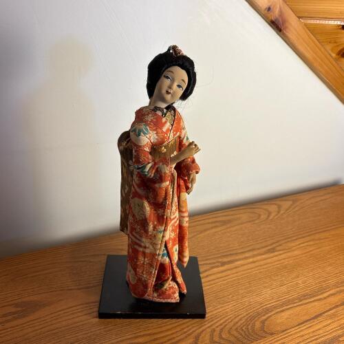 Asian Geisha-Style Kimono Doll on Stand