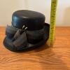 Cherry and Webb Black Straw Boater Hat With Ribbon Band - Size 22 - 11