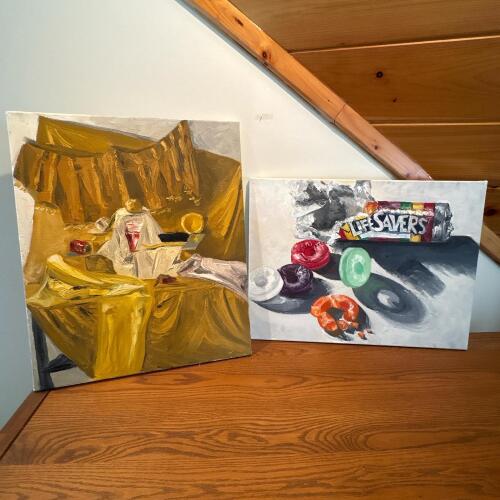 Pair of Contemporary Still Life Paintings on Canvas
