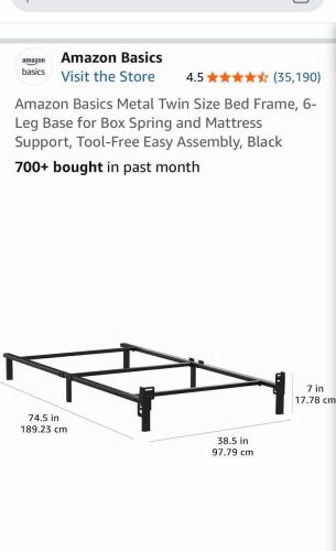 Amazon Basics Bed Frame For Twin Mattress 38.5x7in