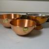 Copper Mixing Bowls and Footed Colander