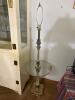 Glass and Brass Floor Lamp Table in Hollywood Regency Style