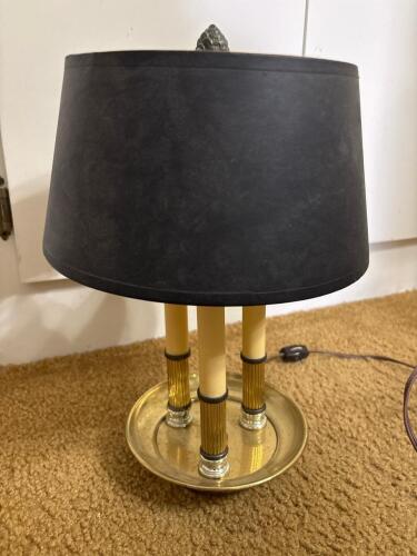Vintage Brass and Black Bouillotte-Style Table Lamp