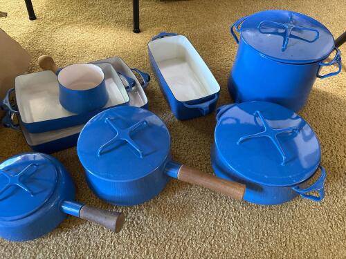 Dansk Blue Enamel Cookware Set With Lids