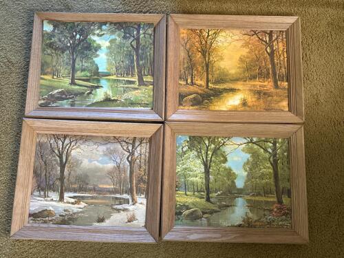Set of Four Framed Robert Wood-Style Lithograph Landscape Prints